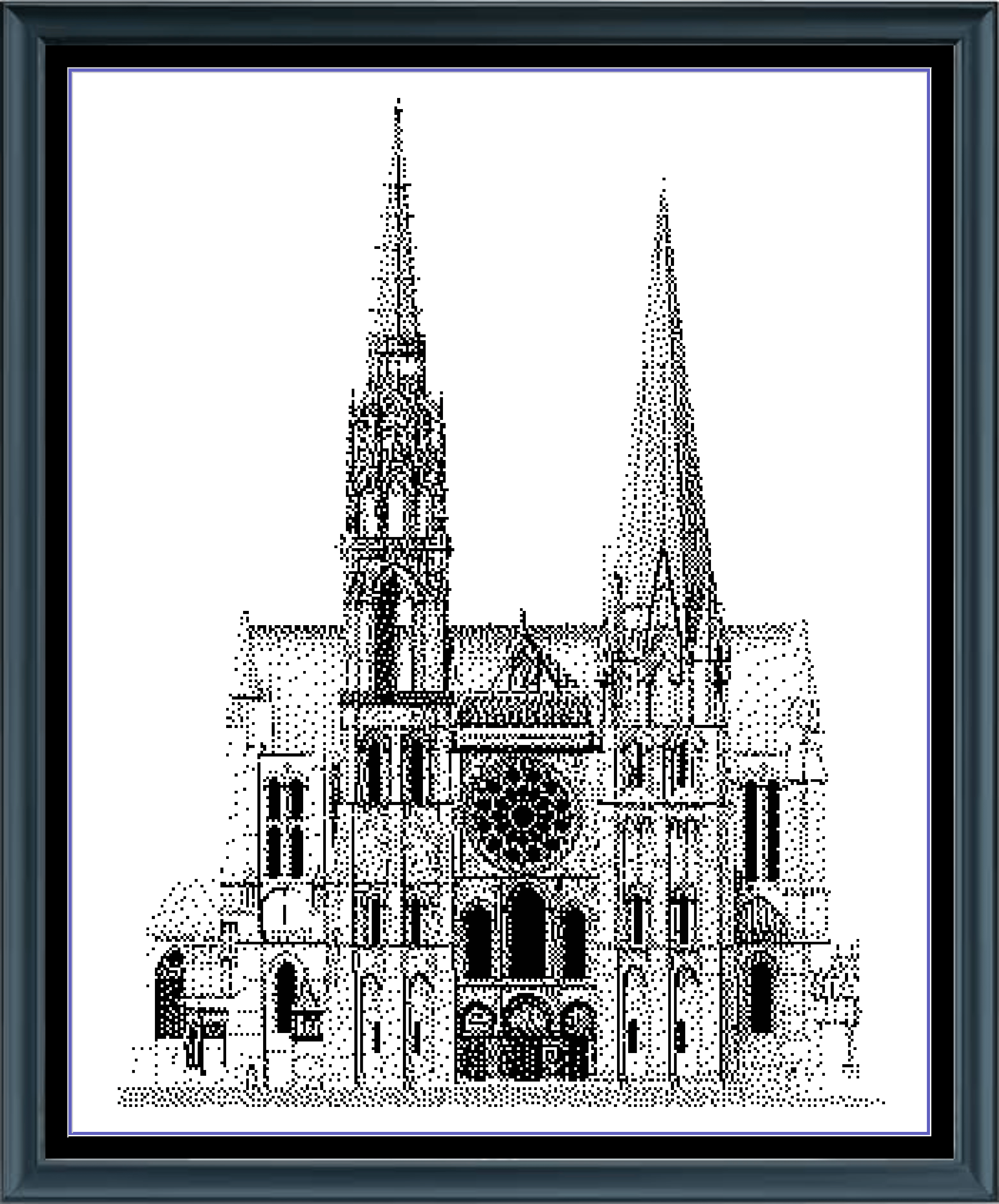 Stitching Jules Design Cross Stitch Pattern Chartres Cathedral France Monochrome Counted Cross-Stitch Pattern (Digital Download)